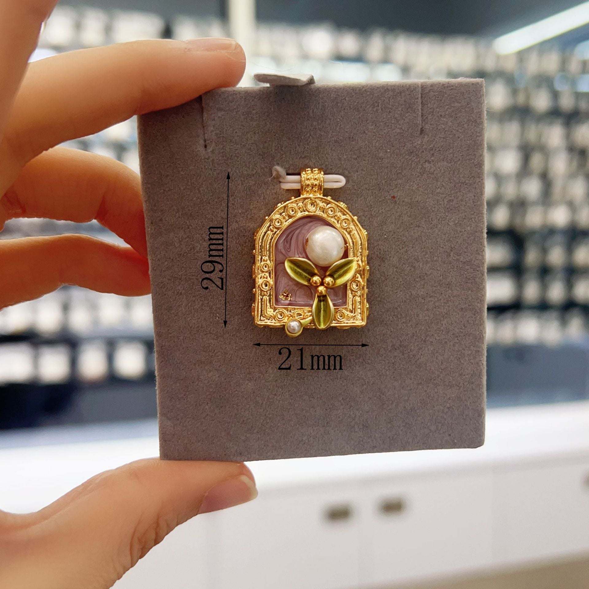 Wholesale Pearl Necklace Melon Buckle Pendant Oil Dropping Oil Painting Style Rose DIY Pearl Necklace Sweater Chain Accessories New